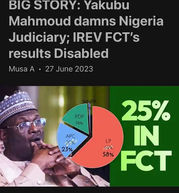 INEC begins blocking Peter Obi's supporters from viewing INEC's tweets, days after INEC attempted to manipulate IREV in favor of Tinubu to secure 25% in FCT