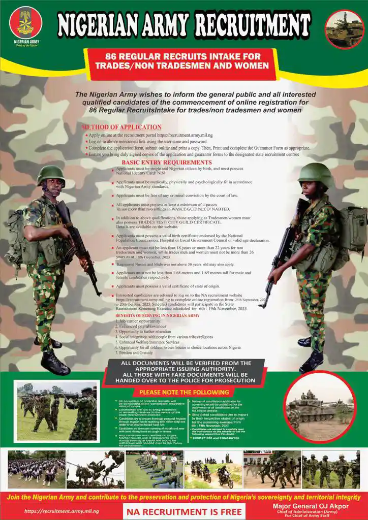 Nigerian Army Recruitment 86rri