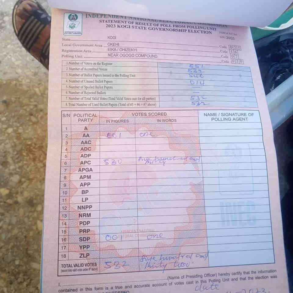 INEC Officials Caught with Pre-recorded Result Sheets in Kogi State Governorship Election