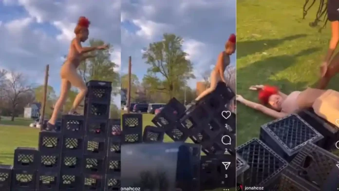 This is not funny at all” – Video trends as lady becomes paralyzed for life during the milk crate challenge