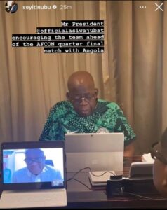 President Tinubu speaking to Super Eagles players in a virtual call